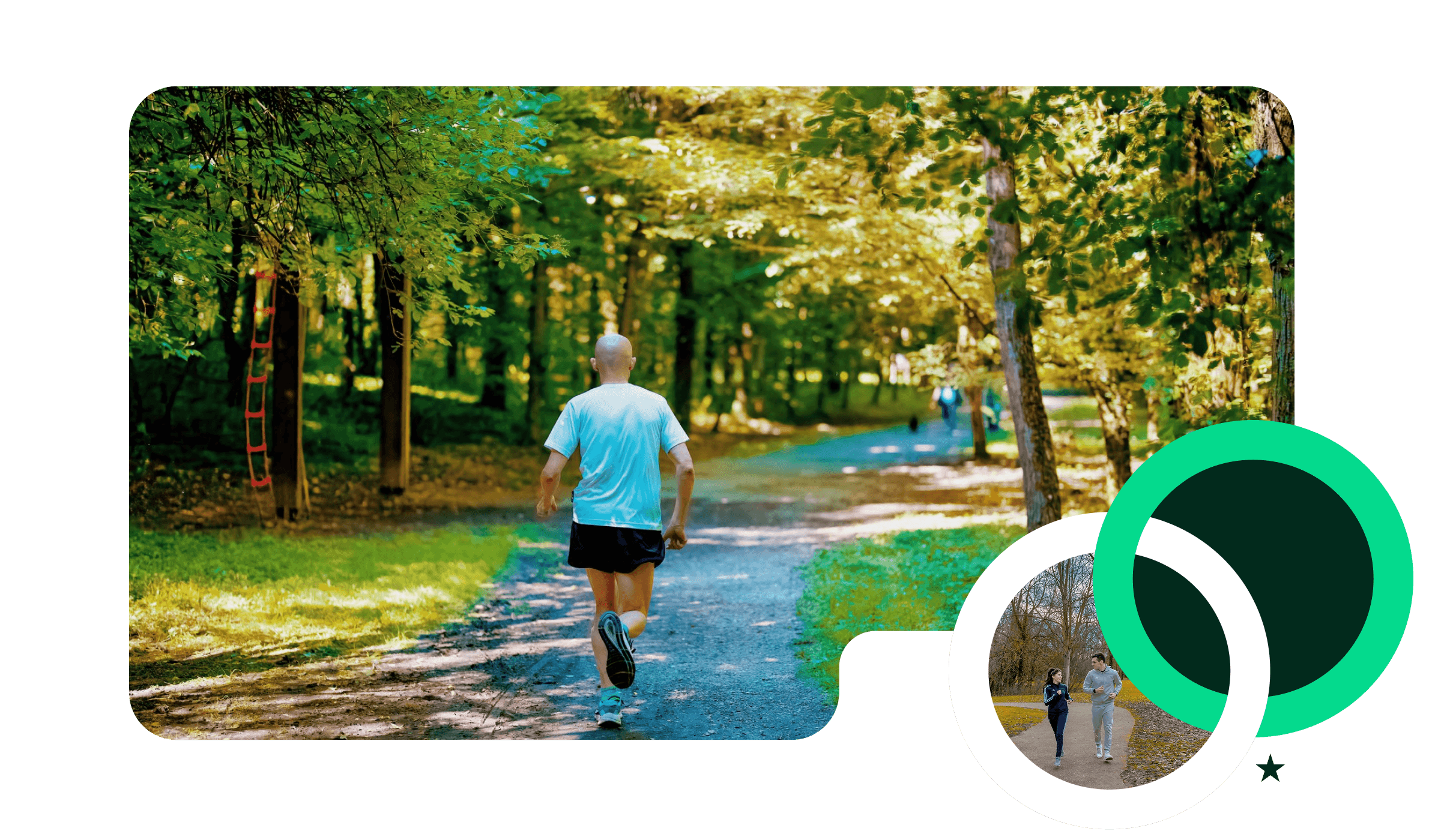 A photo of a man running in a park